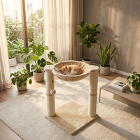 Arbre à chat moderne en sisal avec hamac, poteau à gratter, balle suspendue interactive, emballage en carton écologique, pour salon, 54 cm