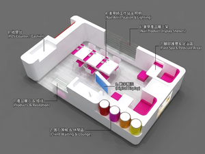 Aménagement intérieur moderne de kiosque de salon de manucure |   Tables de manucure LED personnalisées en acrylique, verre et acier inoxydable, mobilier pour bar à ongles - Product Image 2