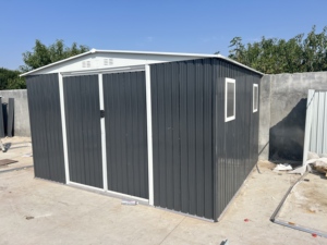Grand abri <span class=keywords><strong>de</strong></span> jardin extérieur en métal 12 x 10 pieds avec <span class=keywords><strong>porte</strong></span> verrouillable <span class=keywords><strong>et</strong></span> <span class=keywords><strong>toit</strong></span> en pente pour jardin, cour <span class=keywords><strong>et</strong></span> patio - Product Image 3