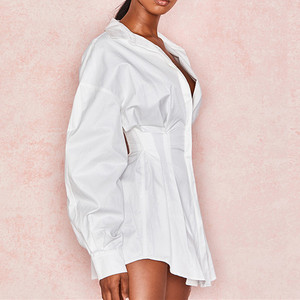 Damas linterna manga larga elegante plisado <span class=keywords><strong>vestido</strong></span> blanco vestidos de mujer <span class=keywords><strong>Oficina</strong></span> <span class=keywords><strong>vestido</strong></span> de camisa - Product Image 6