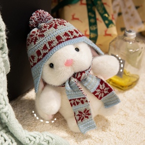 Simpatico Peluche Invernale a Forma di <span class=keywords><strong>Coniglio</strong></span>, Morbido e Soffice Pupazzo con Orecchie Cadenti, Cappello Lavorato a Maglia e Sciarpa, Regalo di Natale per Bambini - Product Image 4