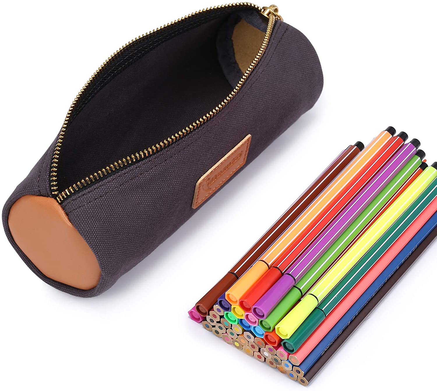 حقيبة مقلمة مخصصة حقيبة مقلمة متينة ، سحاب نحاسي ، تصميم ملون - أكياس قلم رصاص صفراء