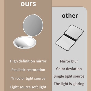 <b>LED</b> <b>Makeup</b> <b>Mirror</b> Portable Folding <b>Mirror</b> Rechargeable Button Battery Travel <b>Mirror</b> - Product Image 2