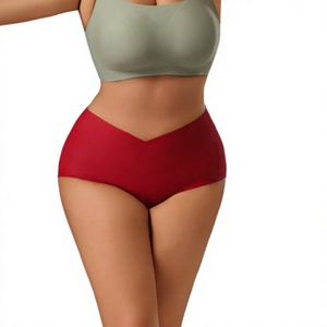 Nuevas bragas deportivas de mujer de talle alto, finas, de seda helada, con corte en V profundo, sin costuras, de punto, tipo bikini, con corte bóxer para abdomen y cadera - Product Image 2