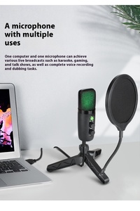 Juego de micrófono de condensador USB de alta muestra, cardioide con cable para grabación de ordenador doméstico y <span class=keywords><strong>Monitor</strong></span> de escritorio para juegos, reducción de ruido - Product Image 3