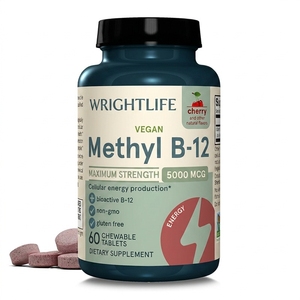 Wrightlife OEM/Private Label Compresse di Vitamina <span class=keywords><strong>B12</strong></span> Metilica 5000mcg <span class=keywords><strong>Integratore</strong></span> Alimentare per la Produzione di Energia Cellulare negli Adulti 60 Compresse - Product Image 1