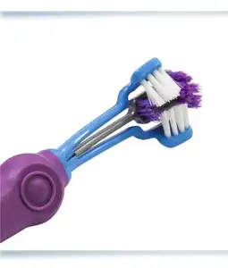 Fabricantes atacado oral limpeza cuidados produtos três cabeça toothbrush cão produtos pet brinquedos escova de dentes limpa cão grande