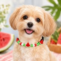 Collier pour chien en perles de silicone réglable, motif mignon pastèque et ballon de plage, imperméable