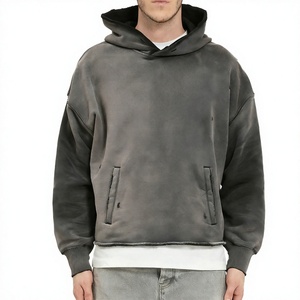 Sudaderas con Capucha para Hombre, Personalizadas al por Mayor, 100% Algodón, 450 g/m², Lavado Ácido, Estilo Vintage, Efecto Desgastado, Borde Crudo - Product Image 1