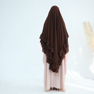 Großhandel Damenkleidung Eleganter Doppellagiger Rüschen-Khimar Islamische Kleidung Abaya Muslimisches Kleid Maxi-Khimar Chador - Product Image 4