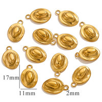 Pendentif Chapeau de Cowboy en Acier Inoxydable Plaqué Or 18K Tendance pour Fabrication de Colliers et Bijoux DIY