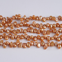 Chaînes de perles naturelles baroques teintées or champagne de 5-6 mm, trou supérieur, perles authentiques en gros