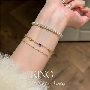 King Silver Jewelry S925 Silver Gold Plated Rainbow Bubble <b>Bracelet</b> Women's Fashion Gift Jewelry - Product Image 5
