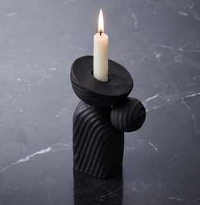 Candle Holder <b>Black</b> Sculptural Design Decorative Metal <b>Candlestick</b> Stand Modern Table Centerpiece for Home Wedding Event Decor - Product Image 4