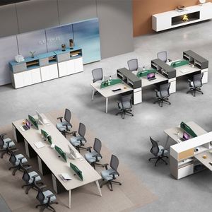 Elegante Mesa de Oficina con Gabinete Lateral y Cableado Oculto, Mesa de Oficina de Lujo para Liderazgo y Cuartel General - Product Image 4