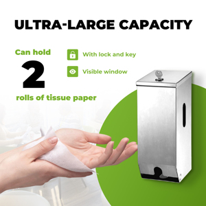 Distributeur de rouleaux de papier toilette double FANDA moderne en acier inoxydable 304, mural et écologique pour les immeubles de bureaux - Product Image 3