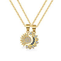 Collier de couple transfrontalier en argent sterling S925 plaqué or, design unique soleil et lune, collier superposé pour cadeaux romantiques