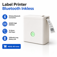 Imprimante d'étiquettes thermiques sans encre Bluetooth 203 DPI, papier en rouleau de 14-16 mm, mini appareil portable 1200 mAh pour la classification et le marquage à domicile