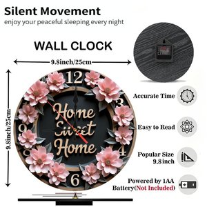 Round Wooden Wall <b>Clock</b> 25cm Modern Minimal Art Quiet Home Living Room Decor - Product Image 3