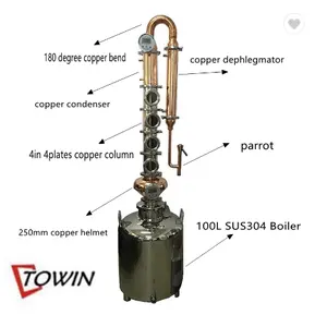 100L/200L Kupfer-Heim destillation anlage mit Rückfluss kolonne