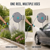 Enrouleur de tuyau d'arrosage mural rétractable de 20 m avec tuyau flexible en PVC de 1/2 pouce pour l'arrosage du jardin et le lavage de voiture