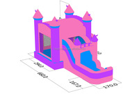 Château plein d'entrain de maison de rebond d'eau gonflable pourpre rose de haute qualité avec toboggan et piscine