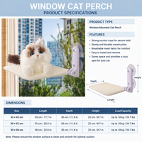 Hamac pour chat à ventouse de fenêtre, lit suspendu en maille respirante, panier de repos d'hiver pour animaux de compagnie, lit de balcon pour bronzer pour chats