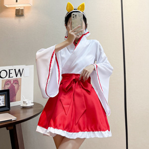 Inu X Boku SS Shirakiin Ririchiyo Priestess Kimono Cosplay Costume Women Full Set Red White Anime Dress Winter 2023 - Product Image 5