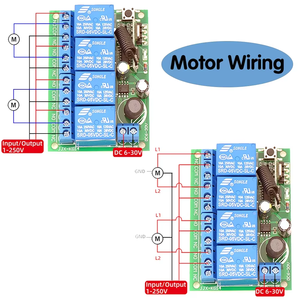 433Mhz DC 6V 12V 24V 4CH RF Relais Récepteur Télécommande Sans Fil Universelle et Transmetteur 4 Boutons pour Moteur de Porte de Garage Led - Product Image 4