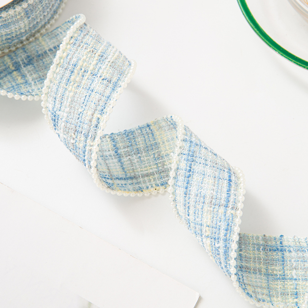 3.8cm blue and white 5 yards
