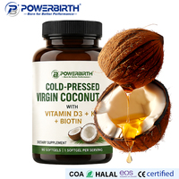Huile de noix de coco en gélules molles, marque privée OEM, vitamine D3 K2 MK-7, biotine, santé des os, système immunitaire, cheveux, peau, ongles