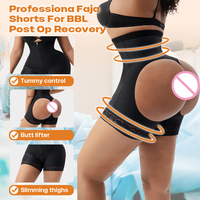 Shorts Gainant Post-Opératoire Effet Amincissant Ventre Plat, Rehausseur de Fessier et Hanches, Ceinture Minceur, Sculptant Évidé