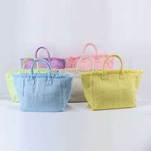 Haut de gamme blanc Beige frange sac fourre-tout dame sac à main grand Shopping voyage vacances d'été fourre-tout gland frange <span class=keywords><strong>toile</strong></span> <span class=keywords><strong>plage</strong></span> sac fourre-tout - Product Image 5