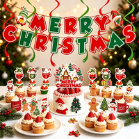 EASTTERN Ensemble de décorations de fête sur le thème de Noël : Guirlande de lettres, Décoration de gâteau et Centre de table en nid d'abeille, Décoration spirale suspendue