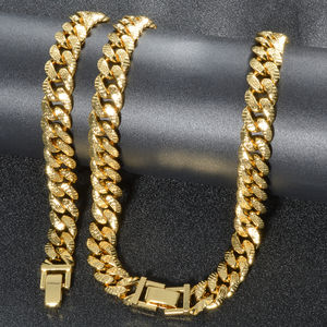 Hiphop Cube Chain 18K Gold Plated Brass Necklace and <b>Bracelet</b> <b>Sets</b> Women - Product Image 3
