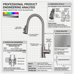 Grifo de Cocina Monomando de Acero Inoxidable 304 <span class=keywords><strong>Aida</strong></span> Moderno con Núcleo Cerámico para Uso en Hoteles - Product Image 1