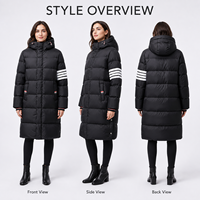 Manteau matelassé en duvet pour femme Signature, 90 % duvet de canard blanc, manches rayées, fentes latérales, idéal pour les événements du soir et les trajets quotidiens