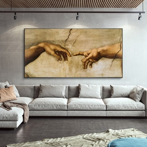 Pósteres de Arte Mural de la Creación de Adán de Miguel Ángel, Cuadros Hechos a Mano, Impresiones de Arte Famosas, Pintura Clásica, Lienzo de Poliéster Impermeable - Product Image 3