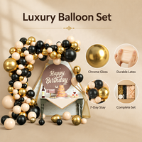 Guirlande de ballons en latex chromé or, noir et rose pâle pour décoration de fête d'anniversaire, de mariage ou de remise de diplôme