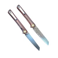 Couteau pliant en acier Damas et acier D2, manche en bois de rose, couteau de camping extérieur DIY avec garantie de 3 ans, OEM personnalisé