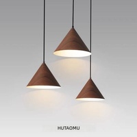 Lampe suspendue en fer avec finition bois naturel/noyer, design vintage, pour salles à manger, tables de chevet, comptoirs de bar, éclairage LED