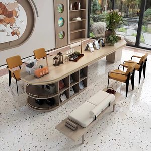 Bureaux de style <span class=keywords><strong>baroque</strong></span> pour salles d'étude, tables de lecture avec rangements pour bibliothèques, tables longues multifonctions en bois, table d'étude, <span class=keywords><strong>bibliothèque</strong></span> - Product Image 2