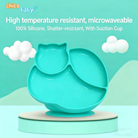 Assiette en silicone sans BPA en forme de chat mignon avec base à ventouse, bol d'alimentation pour bébé, plat repas pour enfants, idéal pour les repas des nourrissons