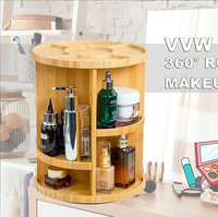 Étagère rotative en bois de grande capacité au design moderne, organisateur de maison, multifonctionnel, réglable, en bambou, pour le maquillage