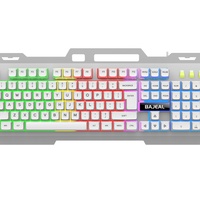 Nuevo Teclado Óptico para Juegos con Cable USB 2.0, Resistente al Agua, con Retroiluminación LED de Arcoíris, Metálico, Tamaño Completo, con Soporte para Muñeca