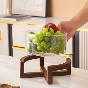 Fabbrica diretta <span class=keywords><strong>grande</strong></span> Dessert Chips <span class=keywords><strong>di</strong></span> frutta <span class=keywords><strong>ciotola</strong></span> <span class=keywords><strong>di</strong></span> miscelazione <span class=keywords><strong>di</strong></span> Pasta Eco Friendly insalatiera in <span class=keywords><strong>vetro</strong></span> con coperchio in legno - Product Image 4