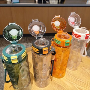 Plastic Cup 1000Ml Corrugated Portable Sports Water Bottle With Strap Reusable For Outdoor Fitness Student Use - Product Image 3