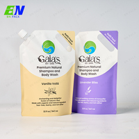 Pochette de recharge en papier kraft blanc écologique de 1000 ml avec trou de poignée pour un stockage sûr du shampoing et du détergent liquide