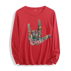 Tessuto morbido "Boho Love Hand Sign Graphic" <span class=keywords><strong>T</strong></span> <span class=keywords><strong>Shirt</strong></span> a manica lunga Multi colori - Product Image 3