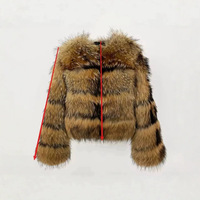Manteau en fourrure slim européen et américain, style court, pour femme, patchwork en fourrure de raton laveur et de renard, nouvelle collection automne/hiver, vente en gros transfrontalière